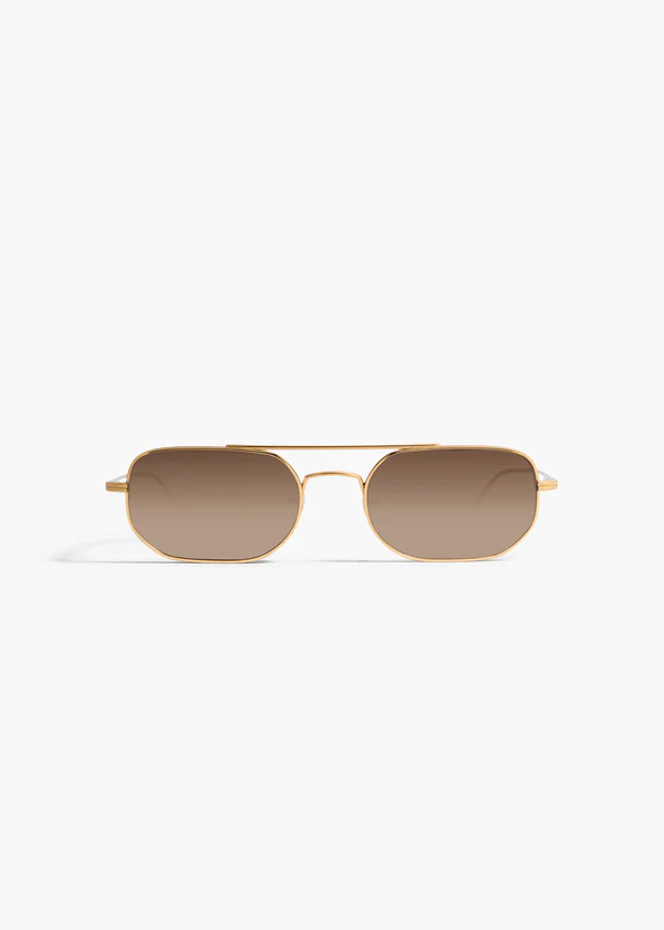aokiboutique x Oliver Peoples 1989C in Gold and Dark Brown FRONT VIEW