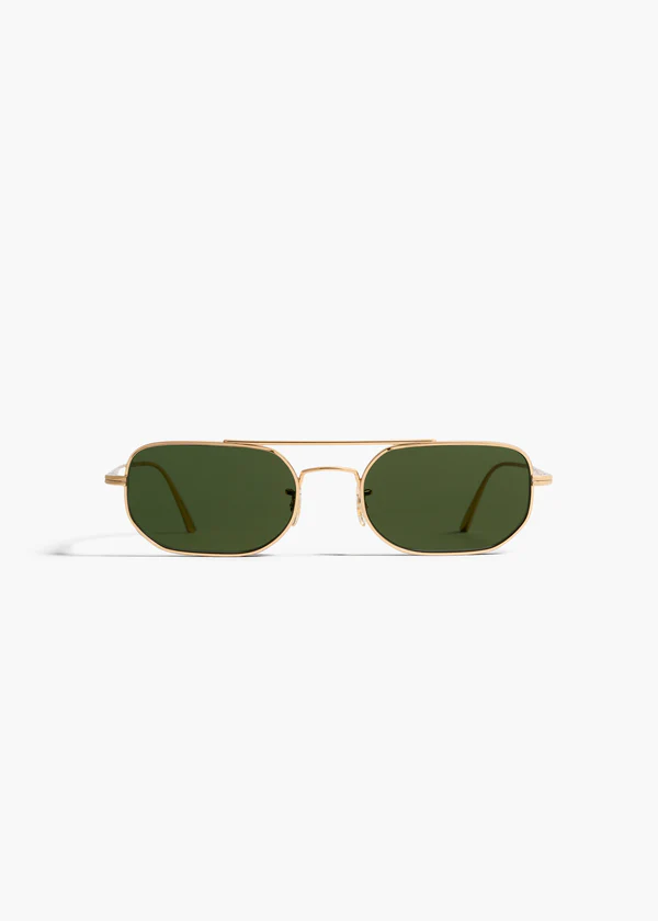 aokiboutique x Oliver Peoples 1989C in Gold and Green Front View