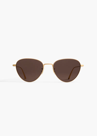 aokiboutique x Oliver Peoples 1991C in Gold and Brown FRONT VIEW