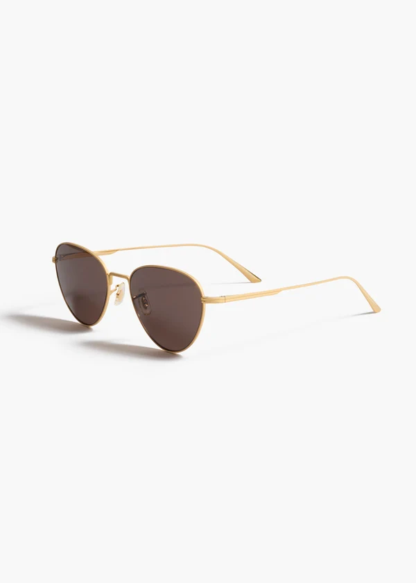 aokiboutique x Oliver Peoples 1991C in Gold and Brown SIDE VIEW