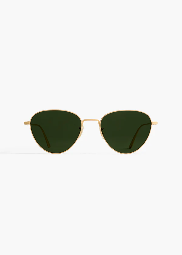 aokiboutique x Oliver Peoples 1991C in Gold and Green FRONT VIEW