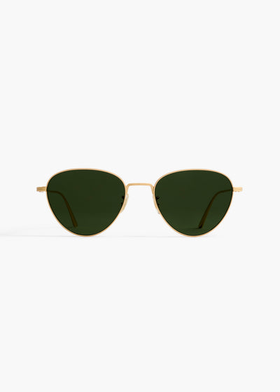 aokiboutique x Oliver Peoples 1991C in Gold and Green FRONT VIEW