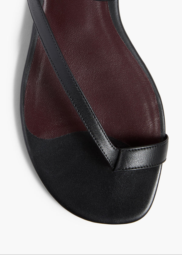 Aimee Flat Sandal in Black Leather OVERHEAD VIEW