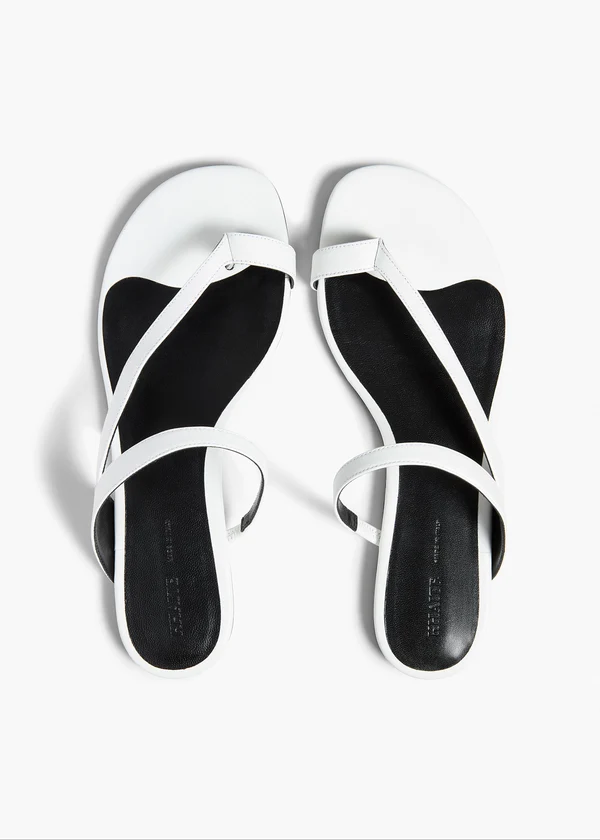 Aimee Flat Sandal in Optic White Leather BACK VIEW