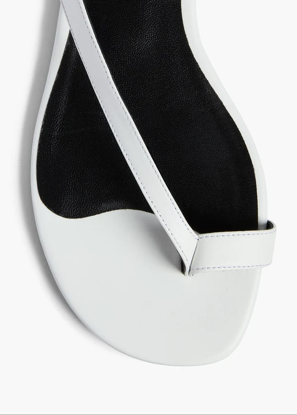 Aimee Flat Sandal in Optic White Leather OVERHEAD VIEW