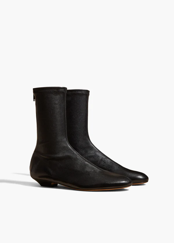 Apollo Flat Ankle Boot in Black Leather SIDE VIEW