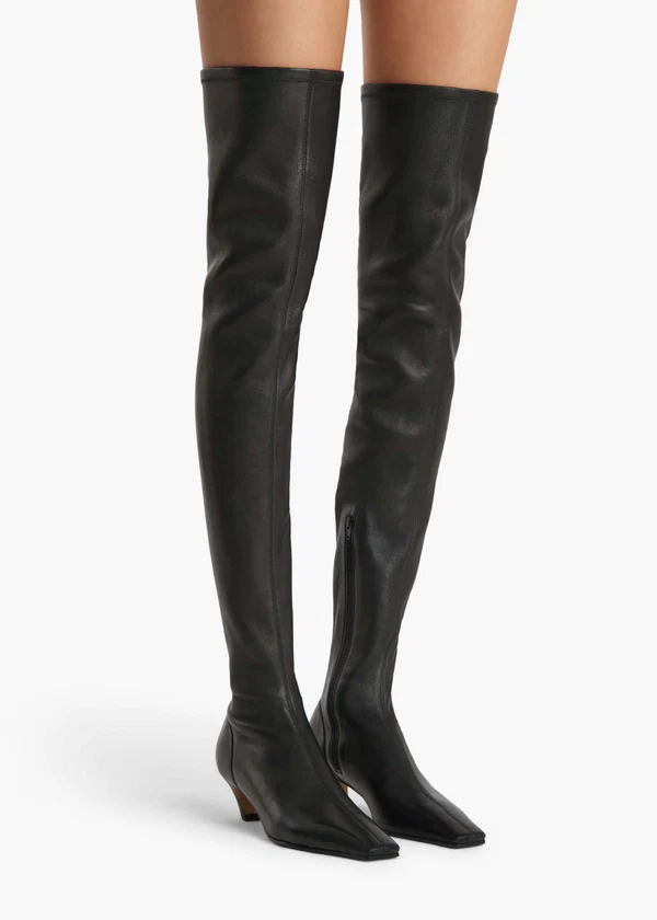 Arizona Over-the-Knee Stretch Boot in Black Nappa Leather