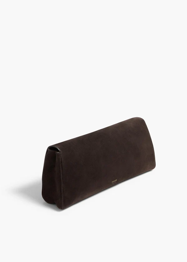 Audrey Clutch in Dark Brown Suede