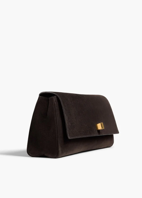 Audrey Clutch in Dark Brown Suede