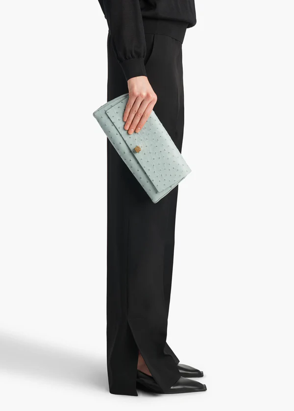 Audrey Clutch in Frost Ostrich