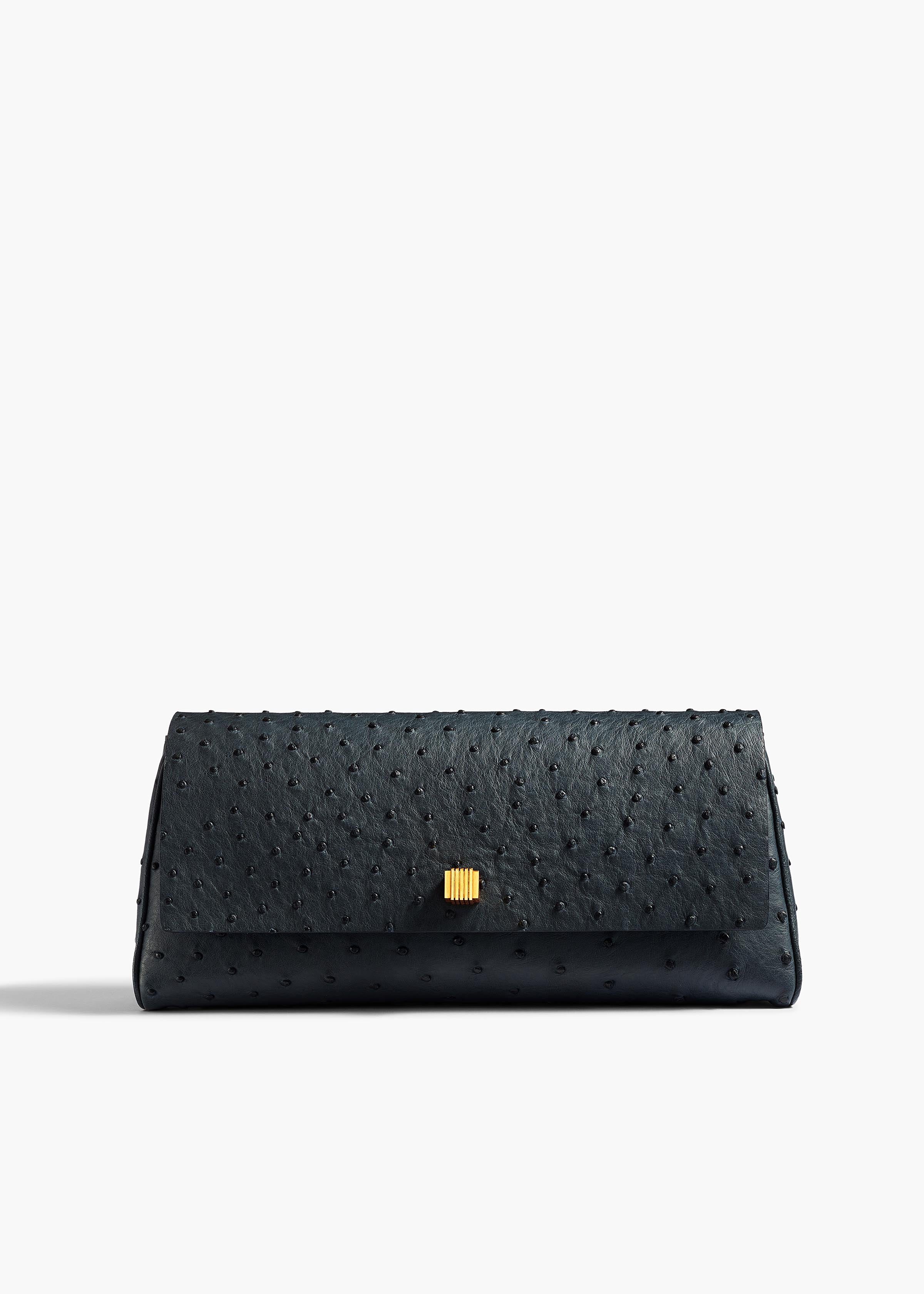 aokiboutique - Audrey Clutch in Midnight Navy Ostrich