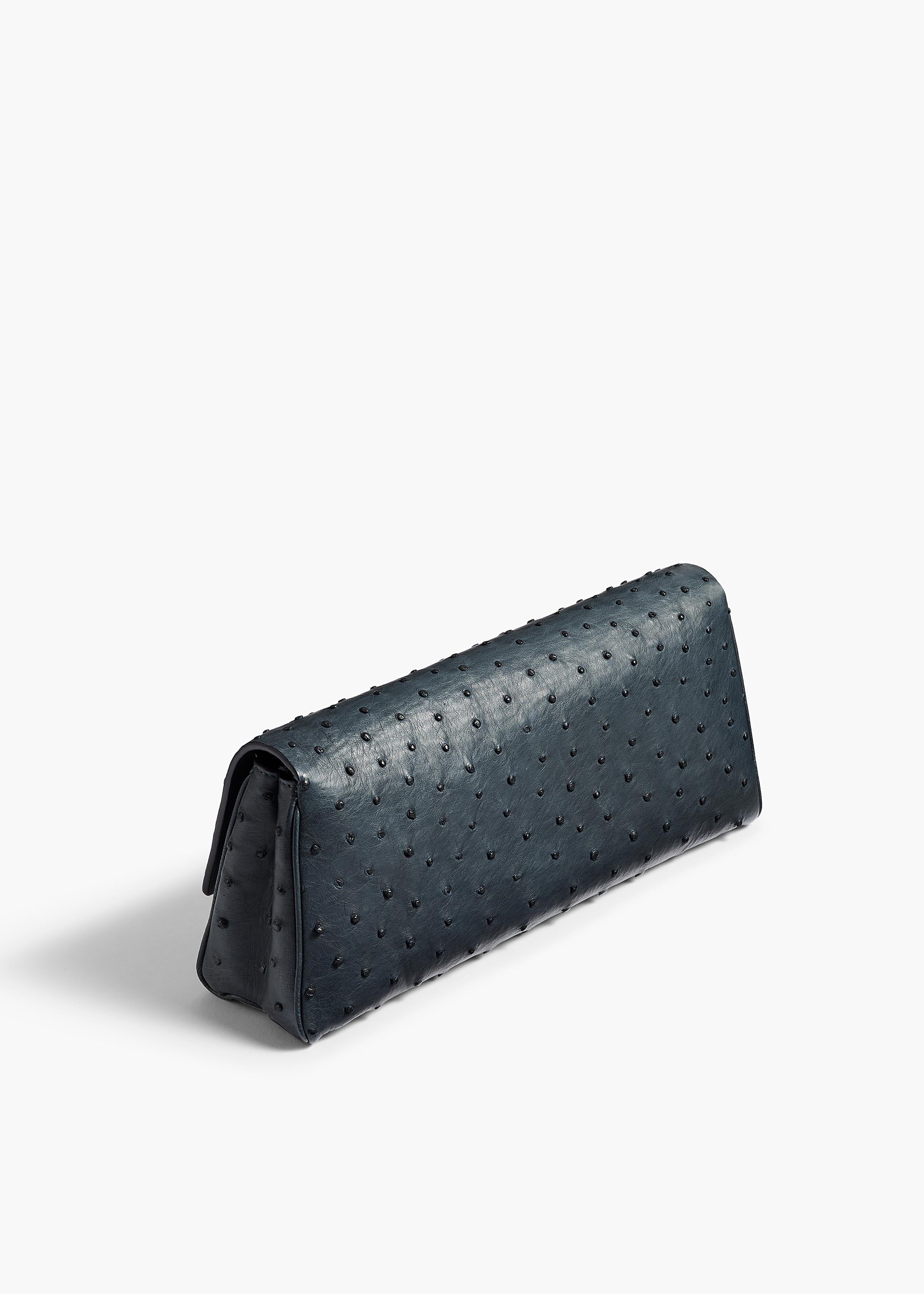 aokiboutique - Audrey Clutch in Midnight Navy Ostrich
