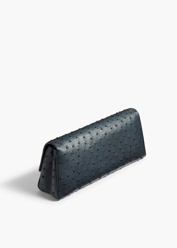 Audrey Clutch in Midnight Navy Ostrich