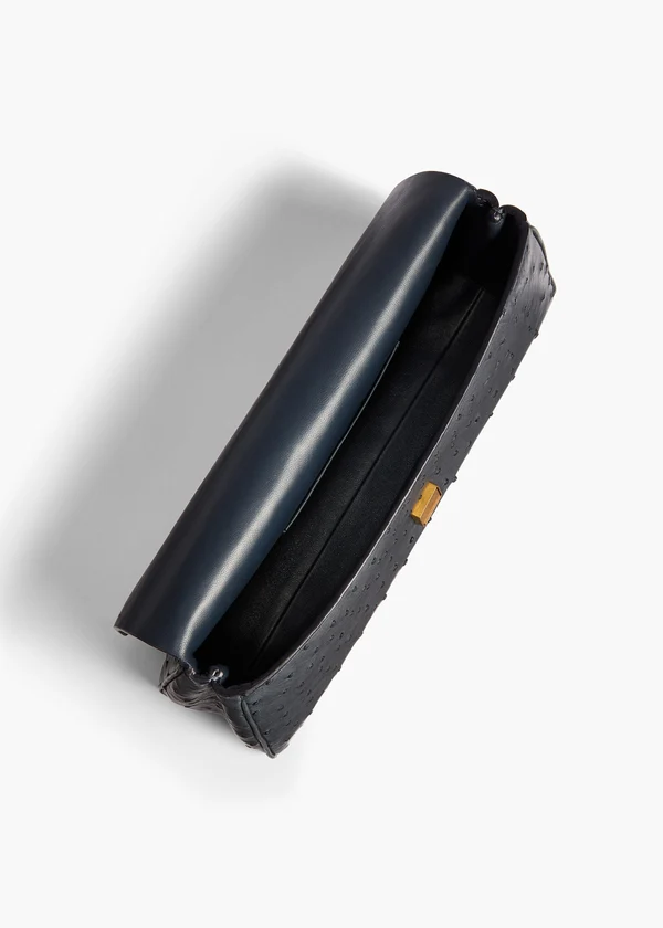 Audrey Clutch in Midnight Navy Ostrich