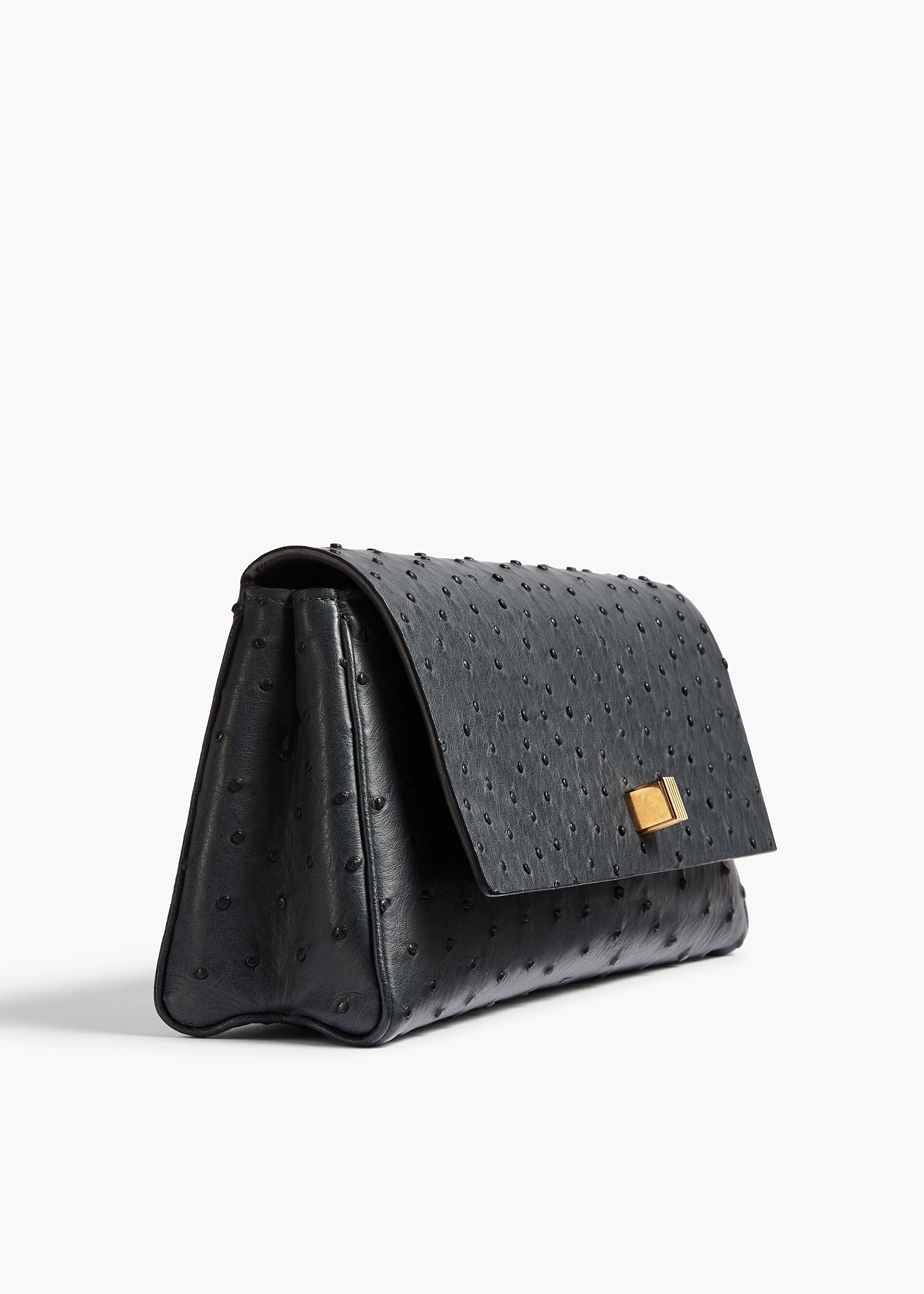 aokiboutique - Audrey Clutch in Midnight Navy Ostrich