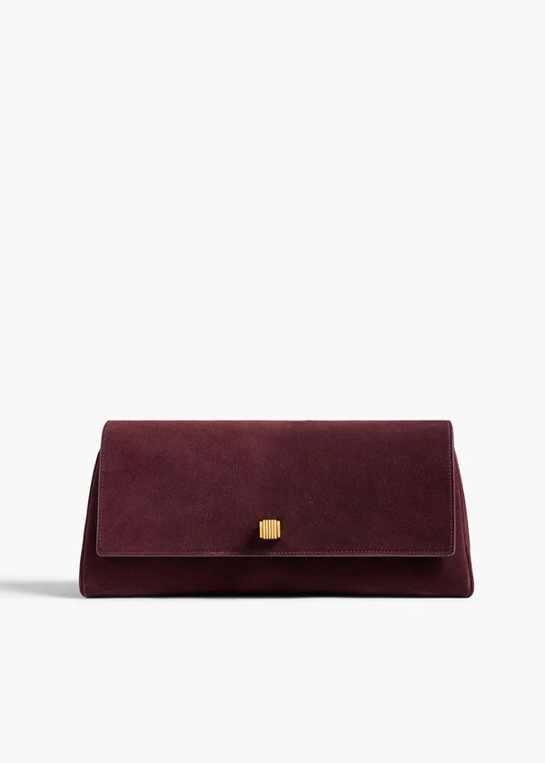Audrey Clutch in Rouge Noir Suede