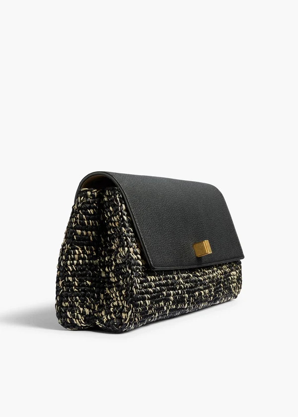 AUDREY RAFFIA CLUTCH BLACK WHITE H4020 743 294 D