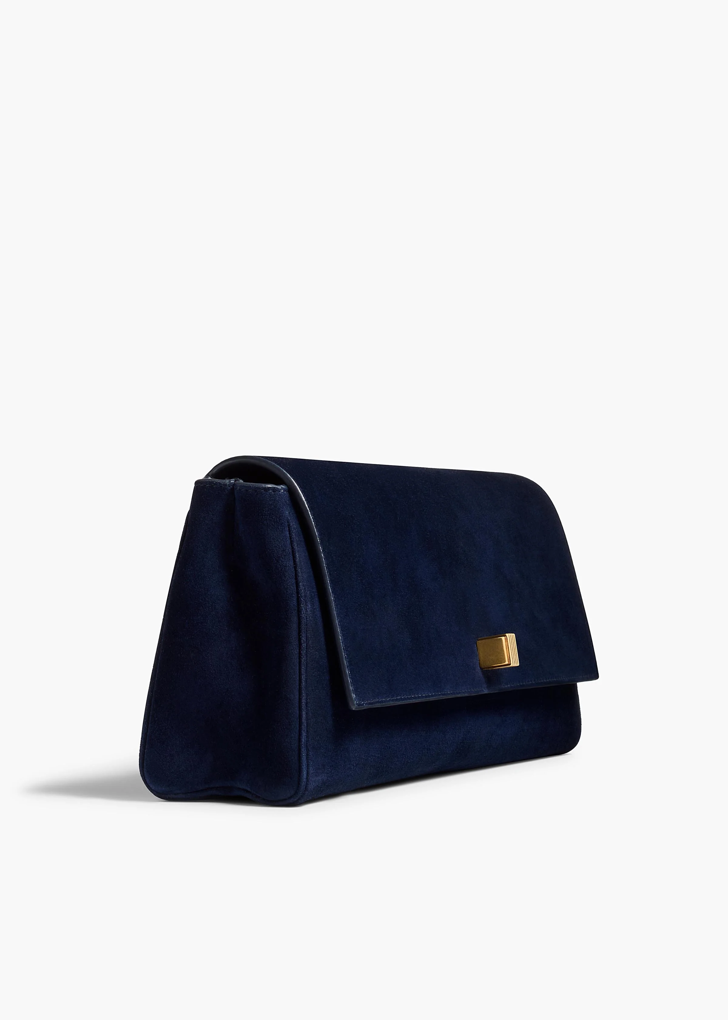Audrey Clutch in Midnight Suede SIDE VIEW