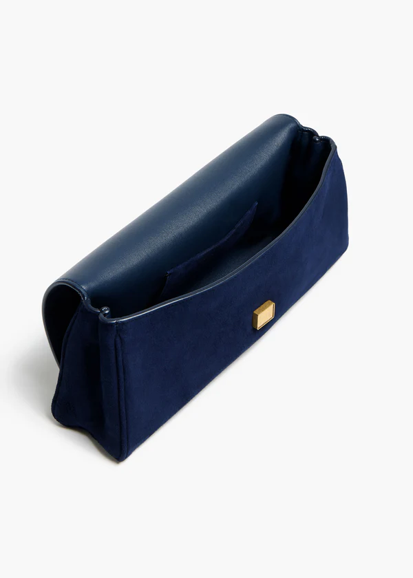 Audrey Clutch in Midnight Suede INTERIOR SHOT