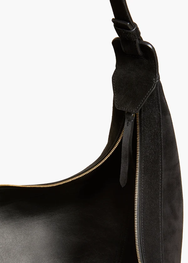 Augustina Hobo in Black Suede