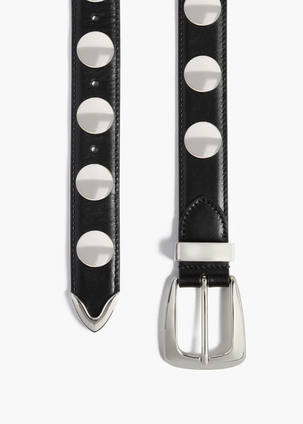 Benny Belt with Studs in Black Leather and Silver