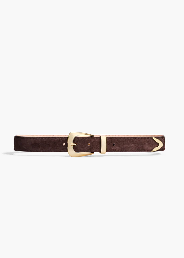Benny Belt in Coffee Suede with Gold