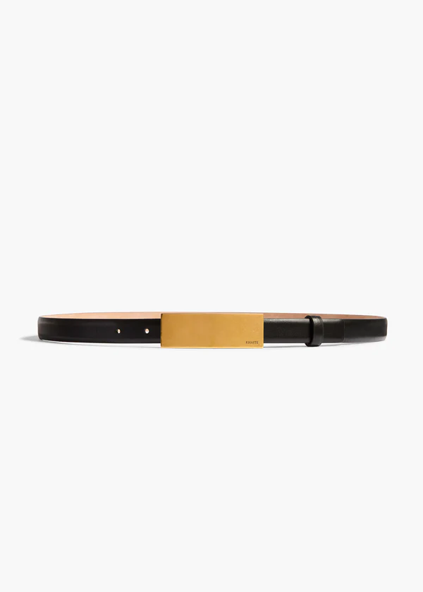 Berlin Belt in Black Leather with Antique Gold