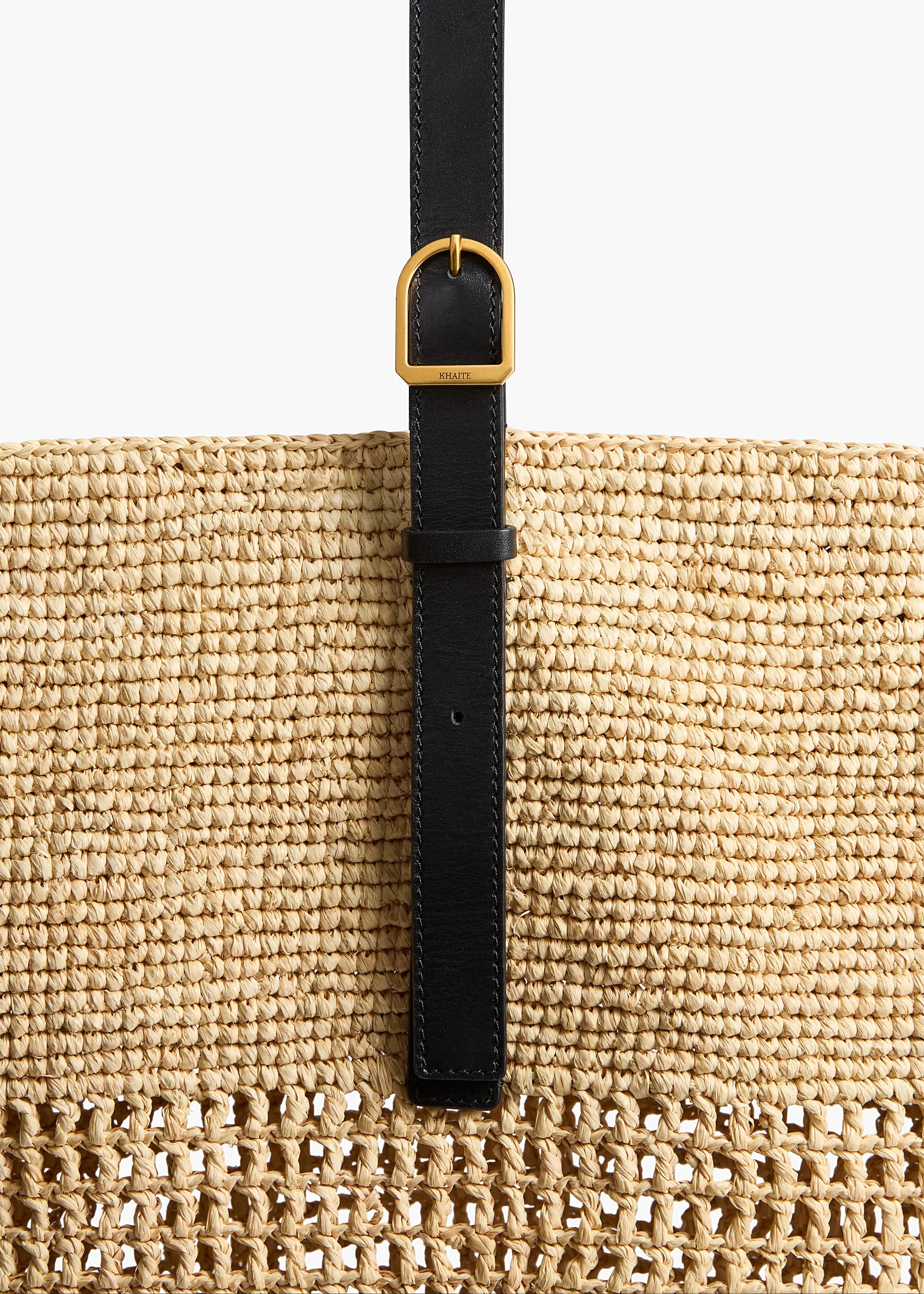 Billie Bucket Tote in Natural Raffia DETAILED VIEW