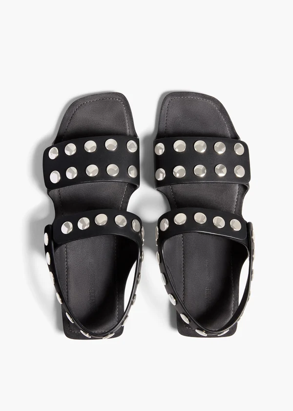  Boden Flat in Black Leather with Silver Studs OVERHEAD VIEW