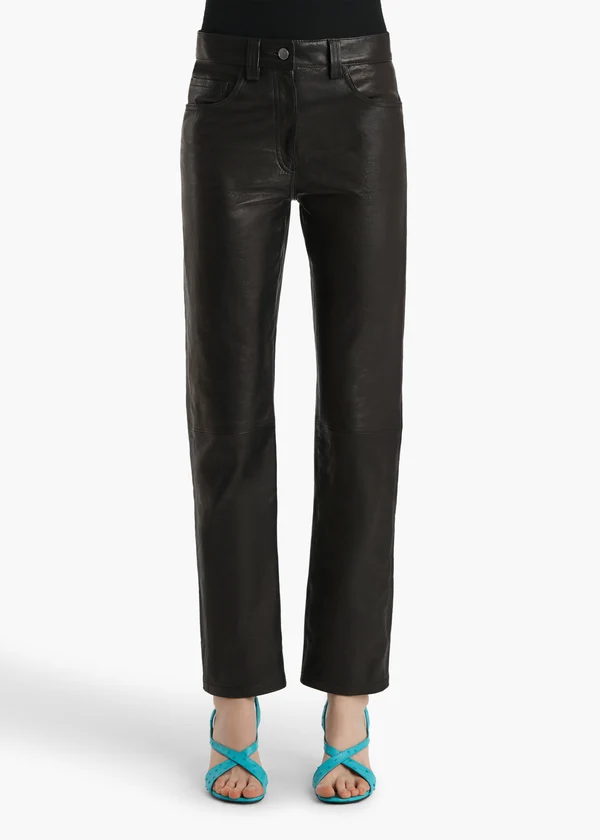 Callum Pant in Black Textured Lamb