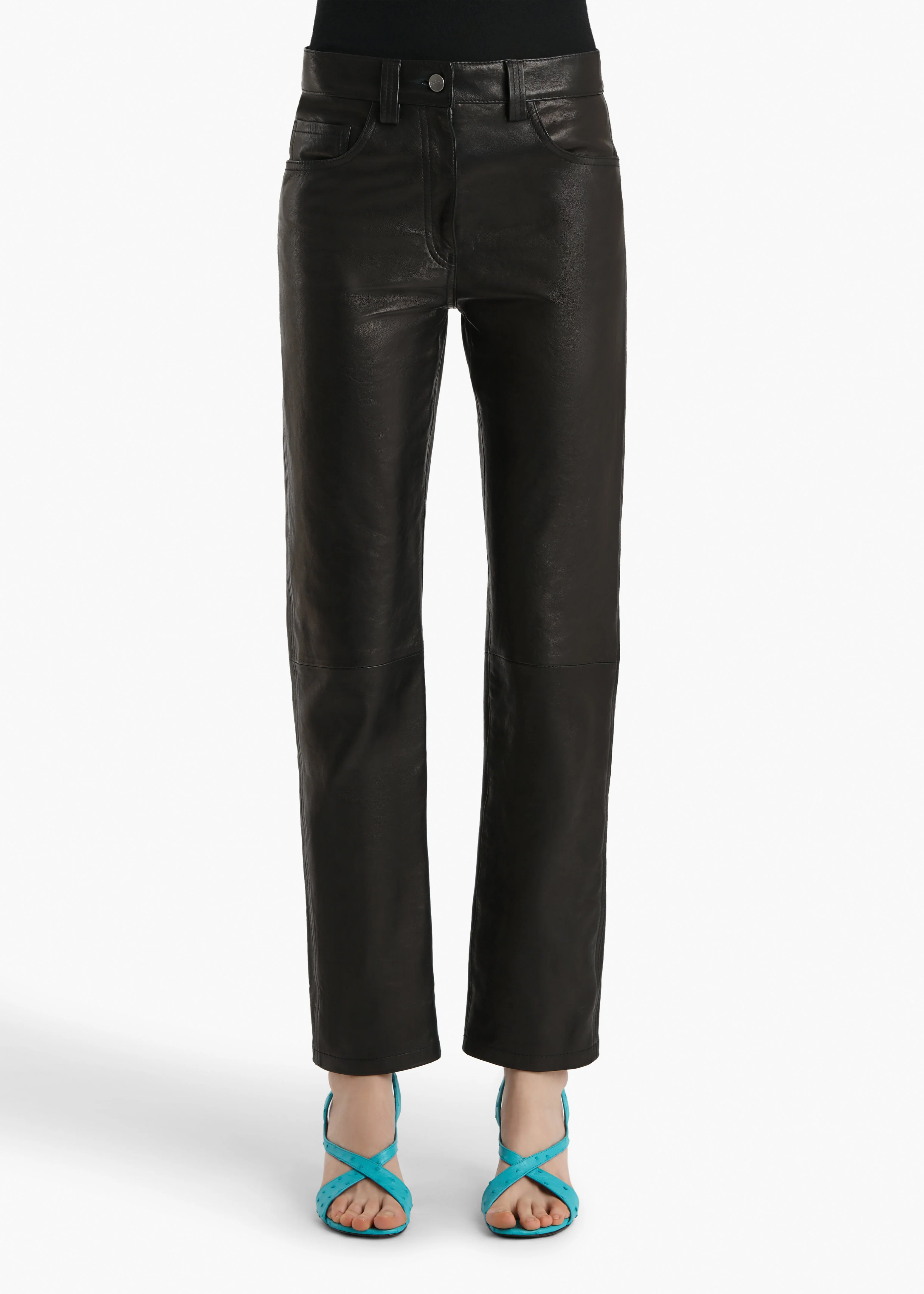 aokiboutique  - Callum Pant in Black Textured Lamb