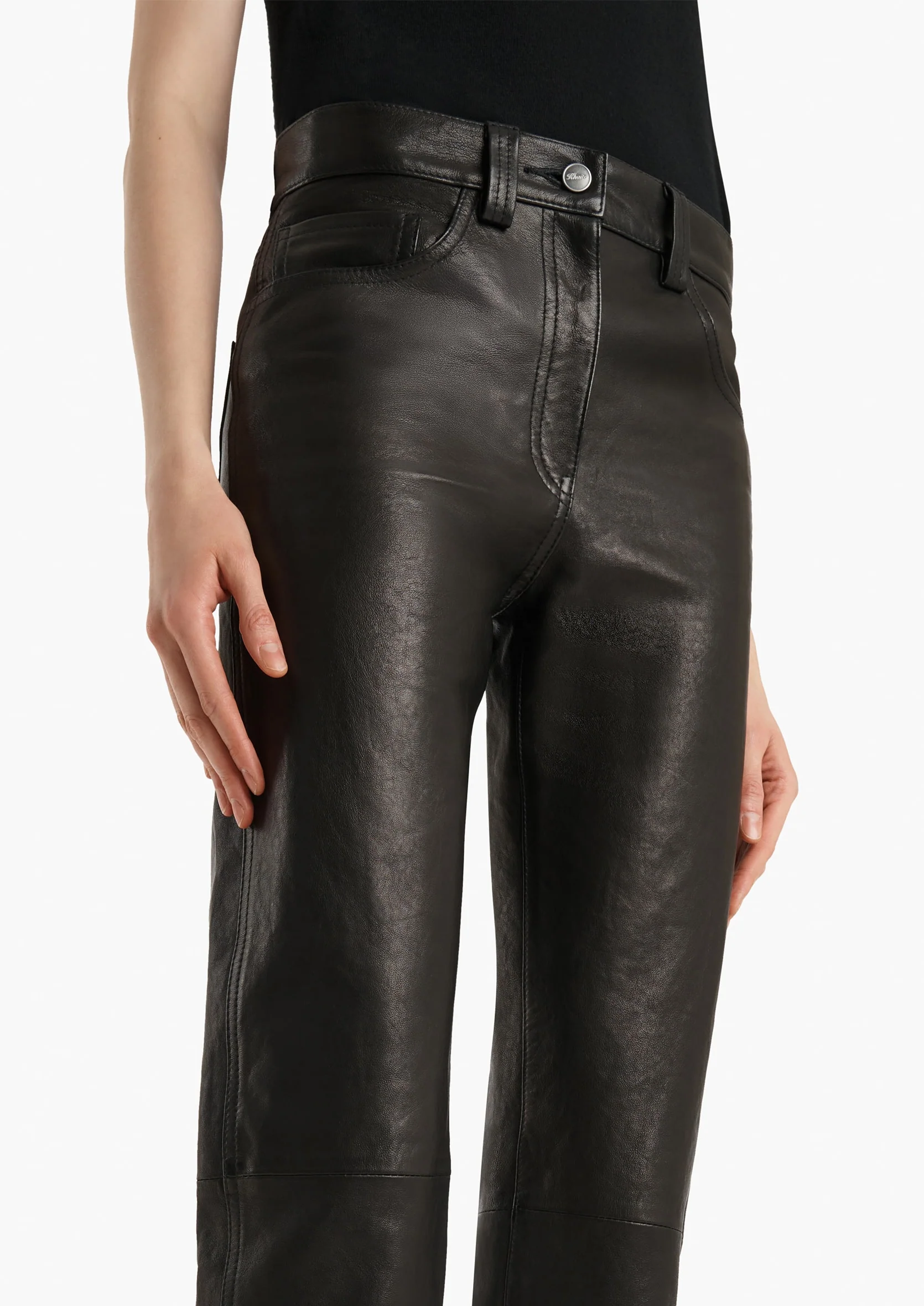 aokiboutique  - Callum Pant in Black Textured Lamb