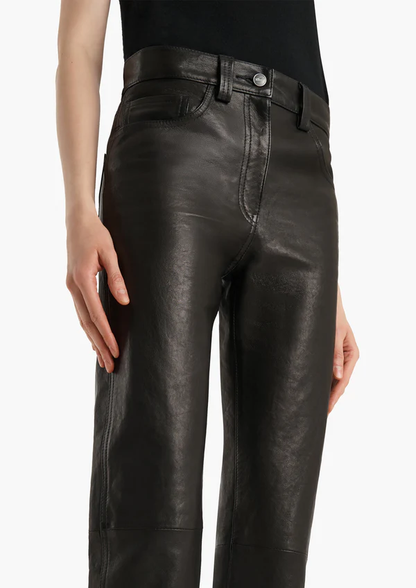 Callum Pant in Black Textured Lamb