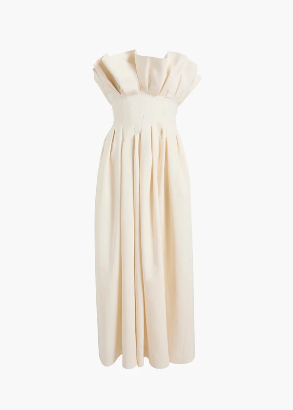 CLAUDE DRESS CREAM LINEN 5637232 103 GHOST