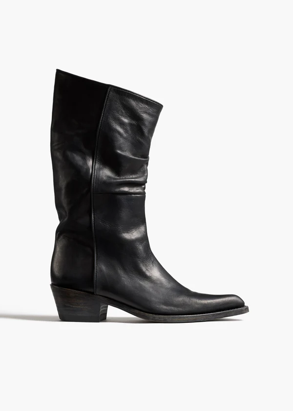 Clive Boot in Black Leather FRONT VIEW