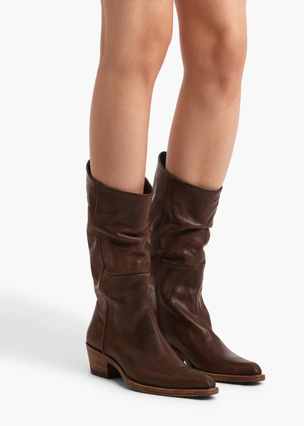 Clive Boot in Dark Brown Leather ON FIGURE