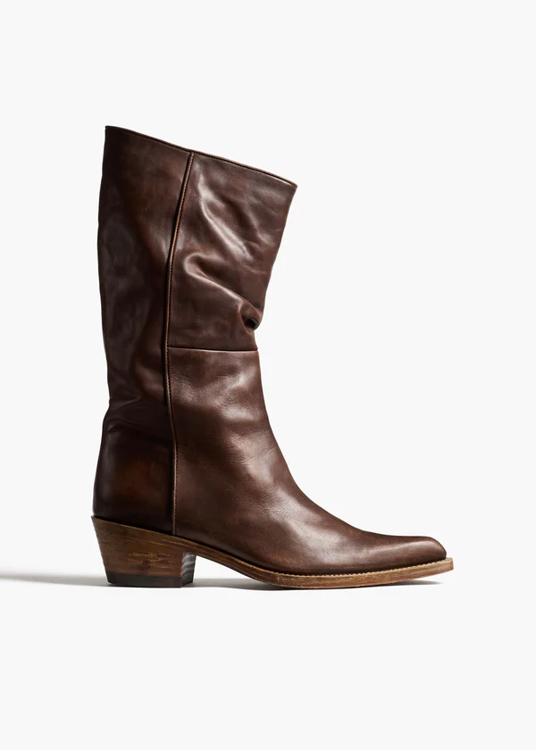 Clive Boot in Dark Brown Leather FRONT VIEW