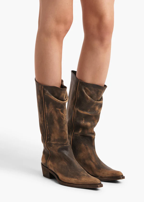 Clive Boot in Vintage Black Leather ON FIGURE