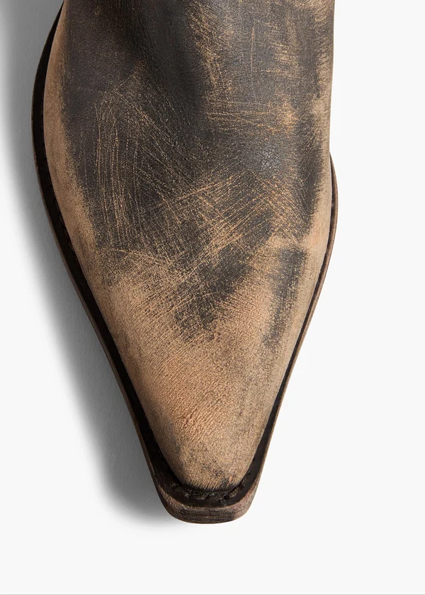 Clive Boot in Vintage Black Leather OVERHEAD VIEW