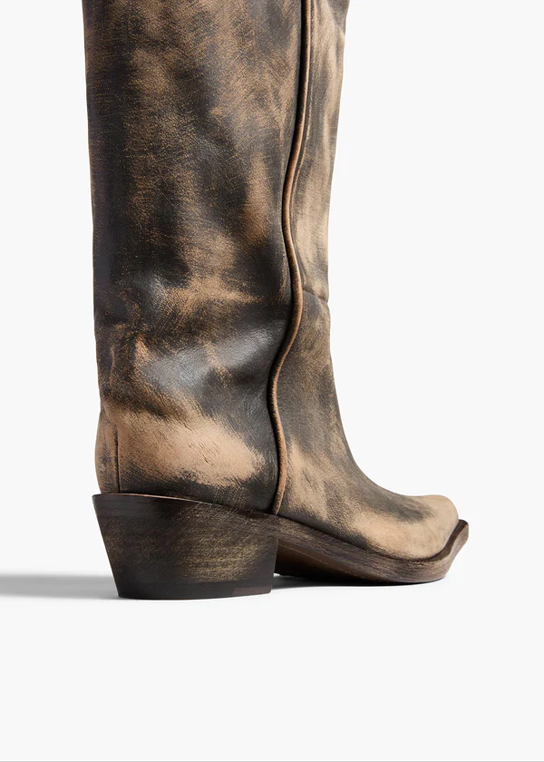 Clive Boot in Vintage Black Leather BACK VIEW