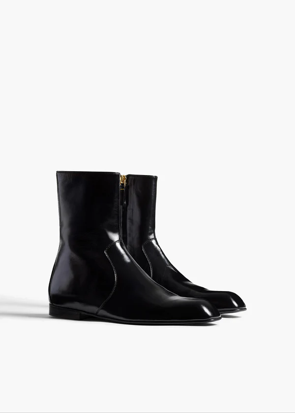 Colt Ankle Boot in Black Glazed Leather ANGLED VIEW