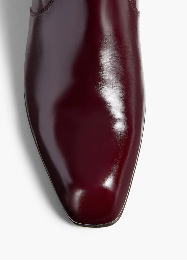 Colt Knee-High Boot in Bordeaux Glazed Leather OVERHEAD VIEW