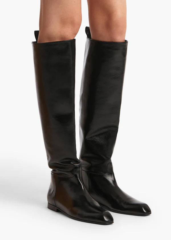 Colt Knee-High Boot in Black Glazed Leather ON FIGURE