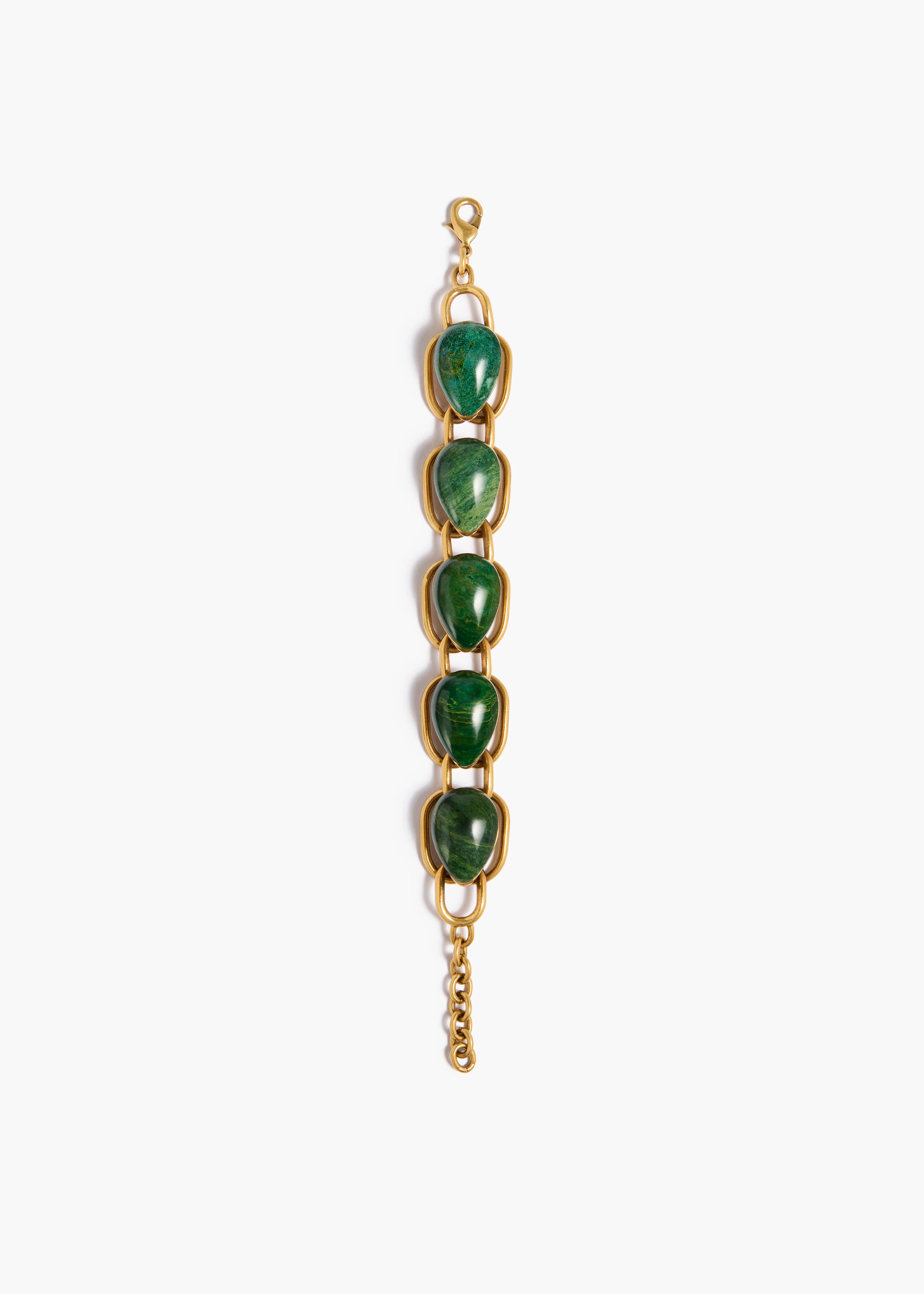 aokiboutique  - Cyclone Stone Bracelet in Antique Gold with Green