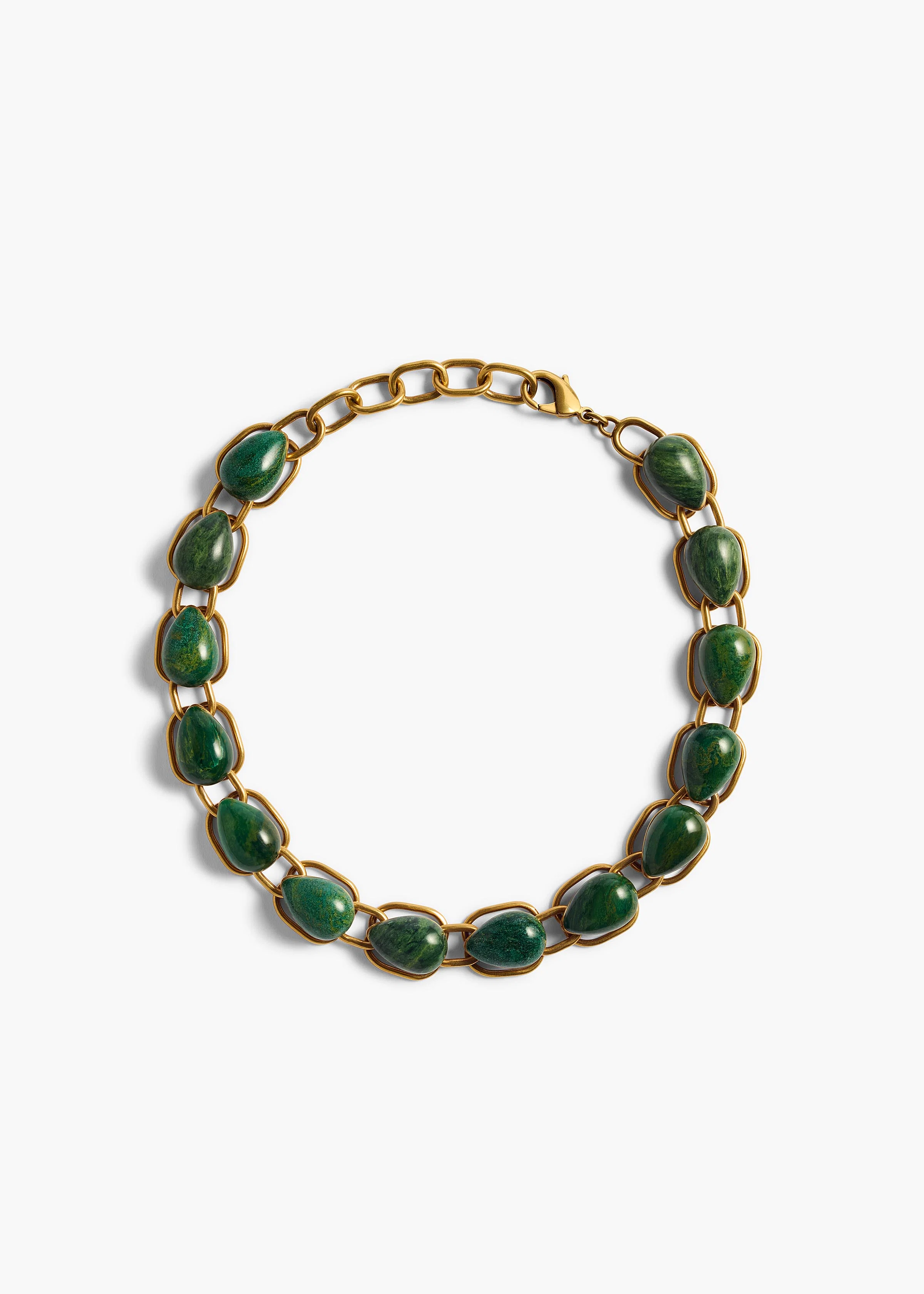 CYCLONE STONE NECKLACE ANTIQUE GOLD GREEN 10212 037 400 A