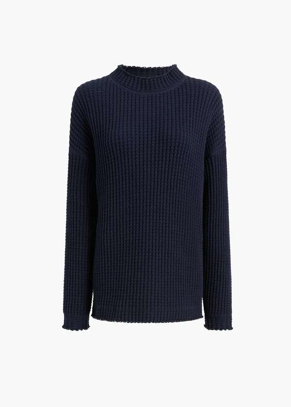 DYLAN TOP DARK NAVY WAFFLE KNIT 182761019 979 GHOST