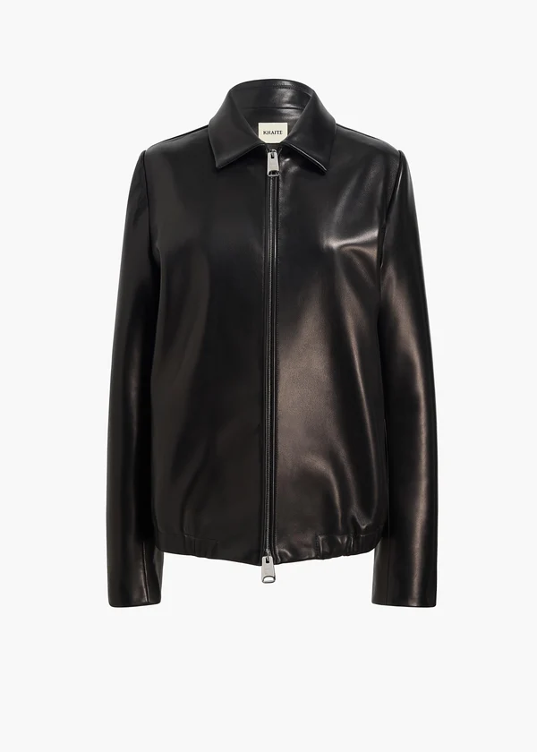 Jackson Jacket in Black Leather FLAT VIEW