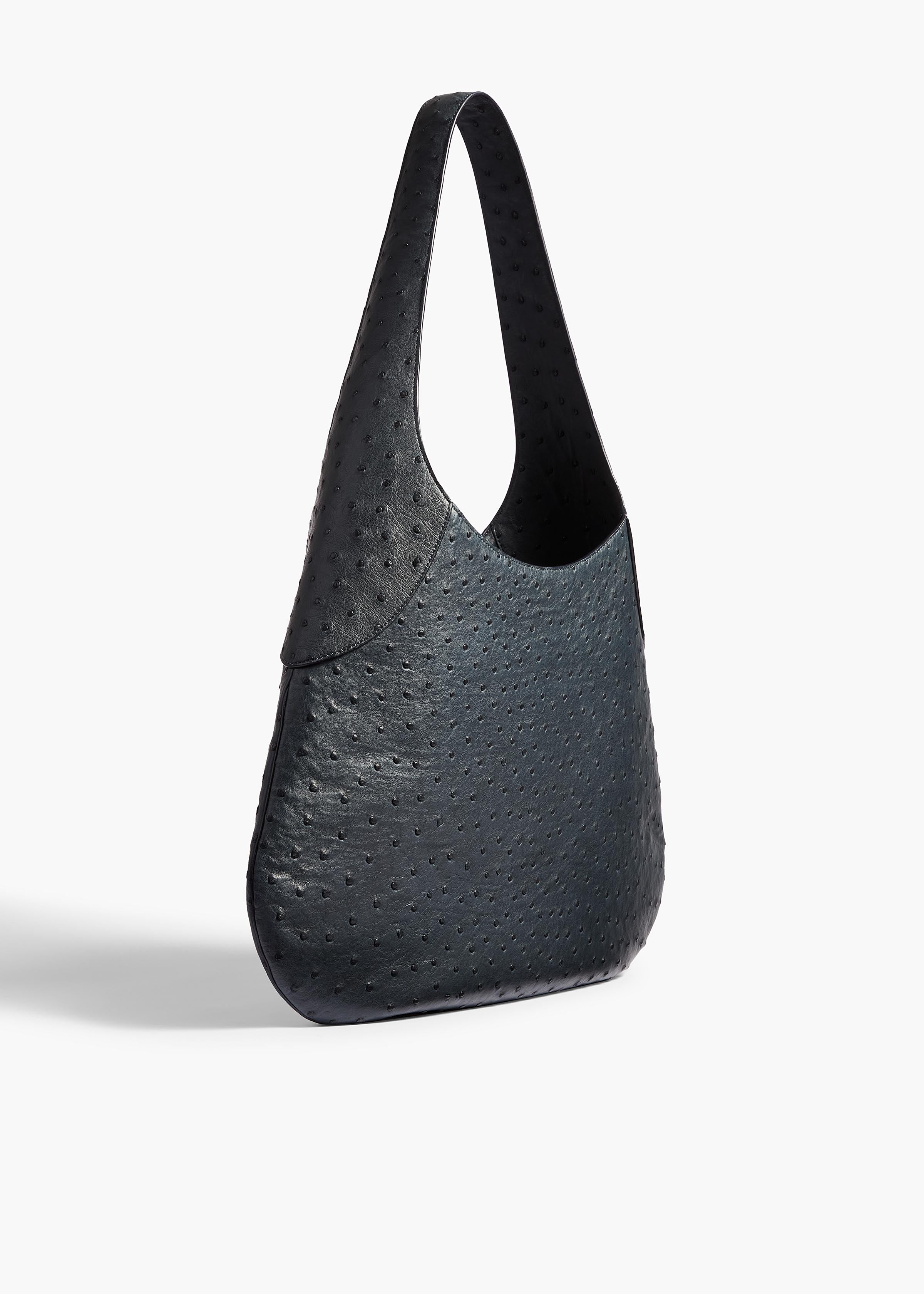 aokiboutique  - Large Joan Hobo in Midnight Navy Ostrich