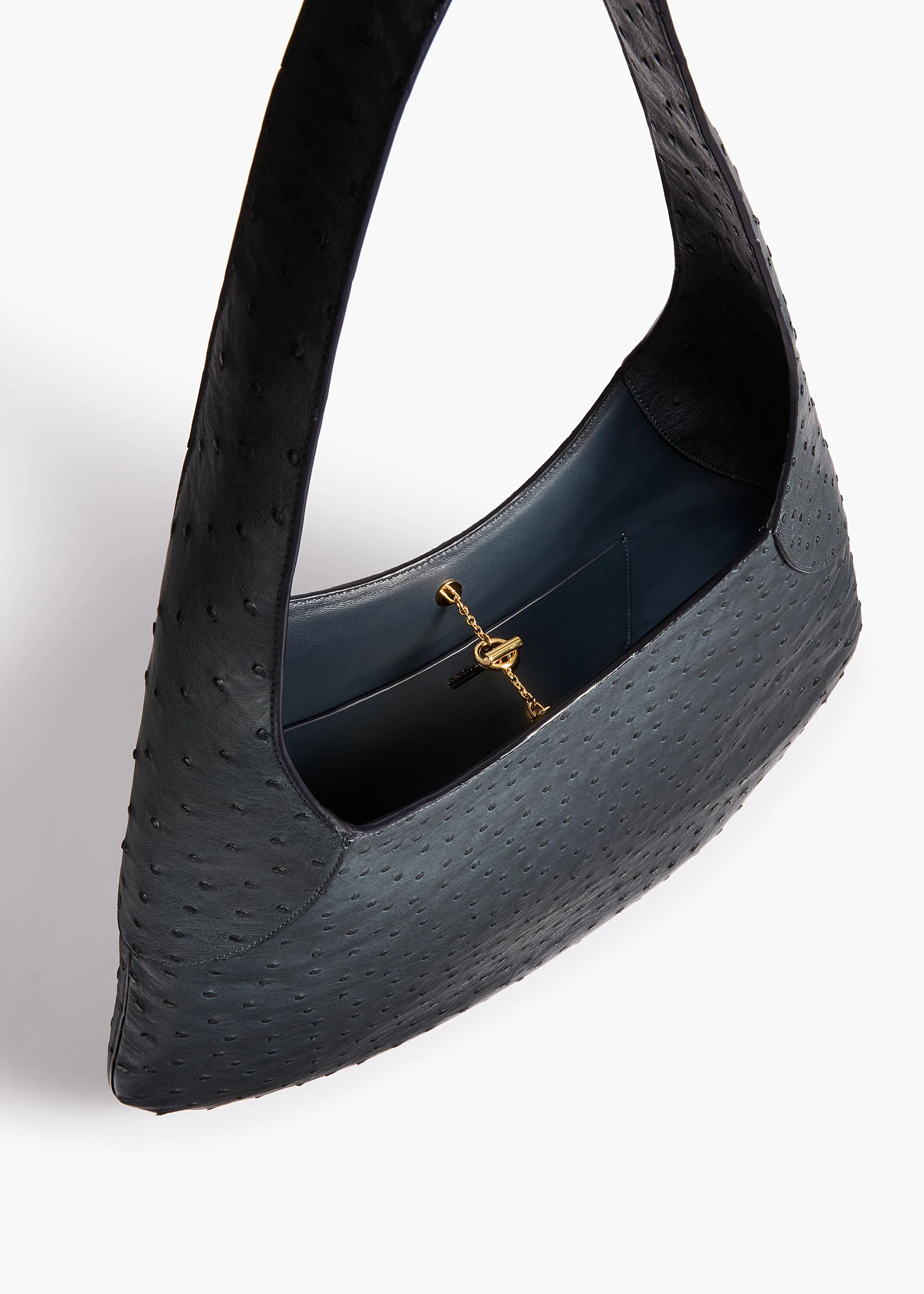 aokiboutique  - Large Joan Hobo in Midnight Navy Ostrich