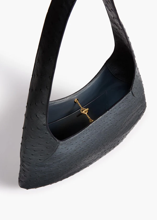 Large Joan Hobo in Midnight Navy Ostrich